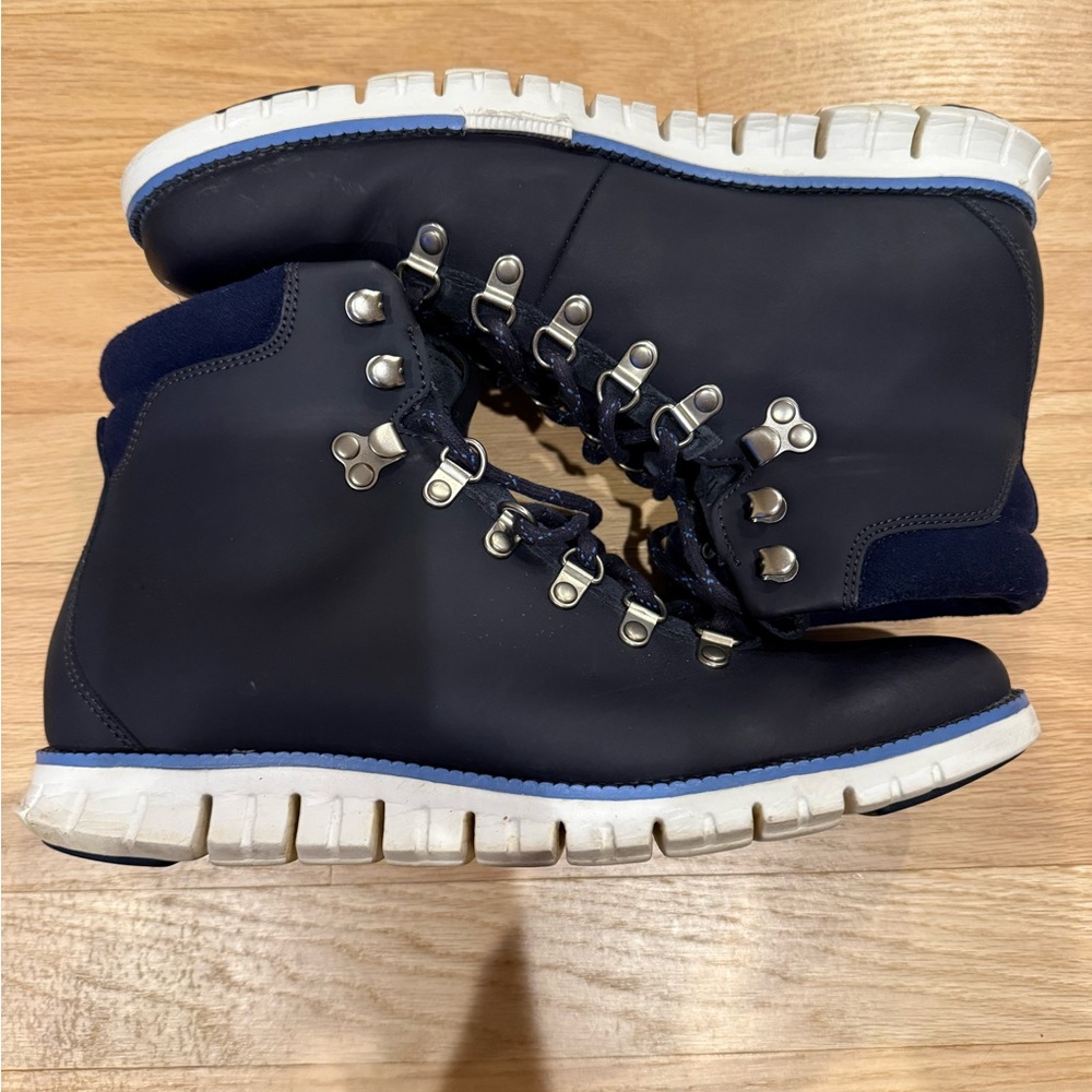 Cole Haan Men's Navy and White Lace-Up Boots